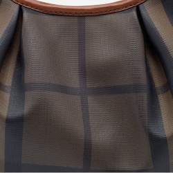 Pre Owned Burberry Brown Smoked Check PVC and Leather Brooklyn Hobo