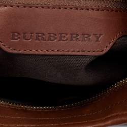Pre Owned Burberry Brown Smoked Check PVC and Leather Brooklyn Hobo