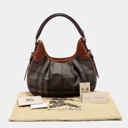 Pre Owned Burberry Brown Smoked Check PVC and Leather Small Brooklyn Hobo