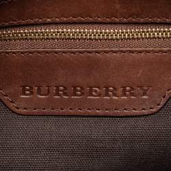 Pre Owned Burberry Brown Smoked Check PVC and Leather Small Brooklyn Hobo