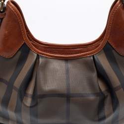 Pre Owned Burberry Brown Smoked Check PVC and Leather Small Brooklyn Hobo