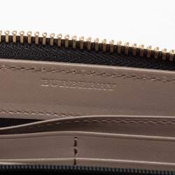 Burberry Dark Beige Leather Zip Around Wallet