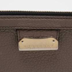 Burberry Dark Beige Leather Zip Around Wallet