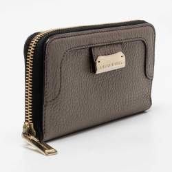 Burberry Dark Beige Leather Zip Around Wallet