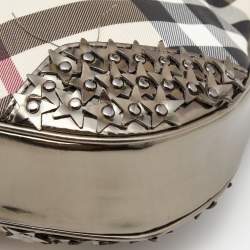 Pre Owned Burberry Beige/Gunmetal Supernova Check PVC and Leather Star Studded Hobo