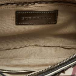 Pre Owned Burberry Beige/Gunmetal Supernova Check PVC and Leather Star Studded Hobo