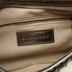 Pre Owned Burberry Beige/Gunmetal Supernova Check PVC and Leather Star Studded Hobo