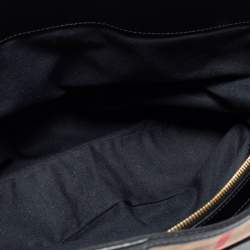 Pre Owned Burberry Beige/Black House Check Canvas And Leather Medium Bridle Lynher Tote