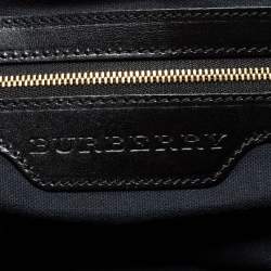 Pre Owned Burberry Beige/Black House Check Canvas And Leather Medium Bridle Lynher Tote