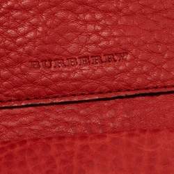 مملوكة مسبقًا محفظة كومباكت بربري جلد حمراء طية ثلاثية