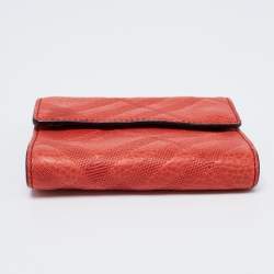 مملوكة مسبقًا محفظة كومباكت بربري جلد حمراء طية ثلاثية