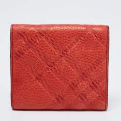 مملوكة مسبقًا محفظة كومباكت بربري جلد حمراء طية ثلاثية