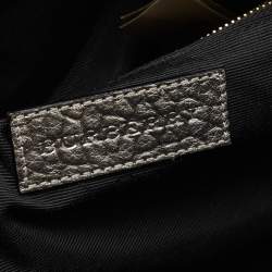 Pre Owned Burberry Metallic Silver Leather Small Orchard Bowler Bag