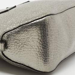 Pre Owned Burberry Metallic Silver Leather Small Orchard Bowler Bag