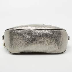 Pre Owned Burberry Metallic Silver Leather Small Orchard Bowler Bag