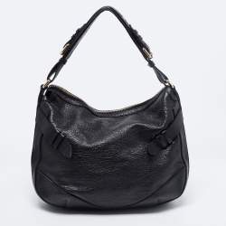 Pre Owned Burberry Black Leather Hobo