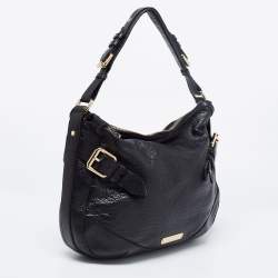 Pre Owned Burberry Black Leather Hobo