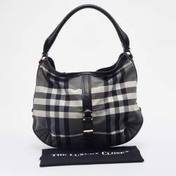Pre Owned Burberry Tri Color Beat Check Nylon and Leather Hobo