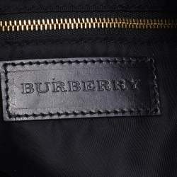 Pre Owned Burberry Tri Color Beat Check Nylon and Leather Hobo