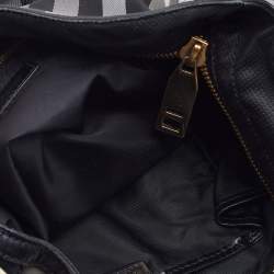Pre Owned Burberry Tri Color Beat Check Nylon and Leather Hobo
