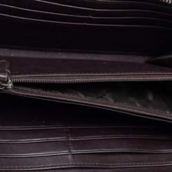 Pre Owned Burberry Brown Coated Canvas And Leather Smoked Check Zip Around Wallet