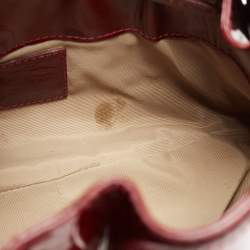 Pre Owned Burberry Beige/Burgundy Super Nova Check Mini Warrior Studded Hobo