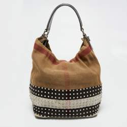 Pre Owned Burberry Multicolor SuperNova Canvas Ashby Studded Bucket Bag