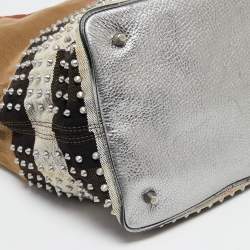Pre Owned Burberry Multicolor SuperNova Canvas Ashby Studded Bucket Bag
