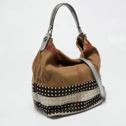 Pre Owned Burberry Multicolor SuperNova Canvas Ashby Studded Bucket Bag