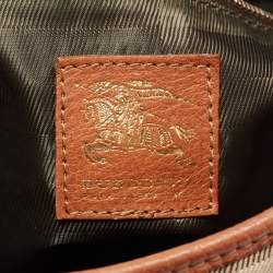 Pre Owned Burberry Tan Quilted House Check Canvas and Leather Brooke Hobo