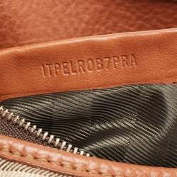 Pre Owned Burberry Tan Quilted House Check Canvas and Leather Brooke Hobo