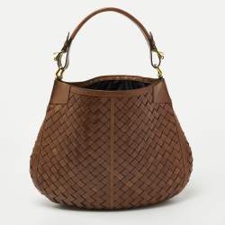 Burberry Brown Braided Leather Hobo