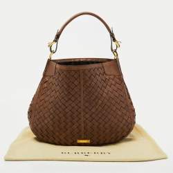 Burberry Brown Braided Leather Hobo