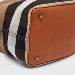 Pre Owned Burberry Beige/Brown Nova Check Canvas and Leather Medium Ashby Hobo