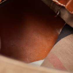 Pre Owned Burberry Beige/Brown Nova Check Canvas and Leather Medium Ashby Hobo