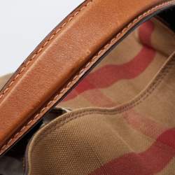 Pre Owned Burberry Beige/Brown Nova Check Canvas and Leather Medium Ashby Hobo