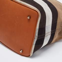 Pre Owned Burberry Beige/Brown Nova Check Canvas and Leather Medium Ashby Hobo