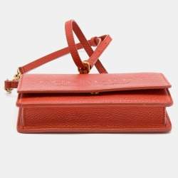 مملوكة مسبقًا Burberry Orange Leather Wallet On Chain