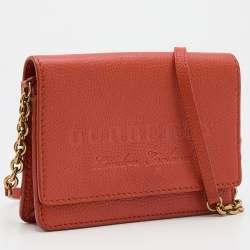 مملوكة مسبقًا Burberry Orange Leather Wallet On Chain
