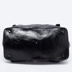 Pre Owned Burberry Grey/Black Beat Check Nylon and Patent Leather Lowry Tote