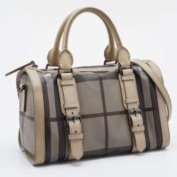 مملوكة مسبقًا Burberry Beige Smoked Check PVC and Leather Chester Boston Bag