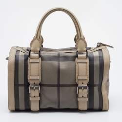 مملوكة مسبقًا Burberry Beige Smoked Check PVC and Leather Chester Boston Bag