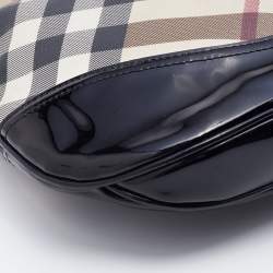 Pre Owned Burberry Black/Beige Nova Check PVC and Patent Leather Brooke Hobo
