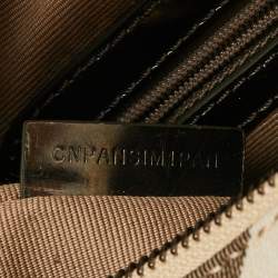 Pre Owned Burberry Beige Supernova Check Coated Canvas and Patent Leather Hobo