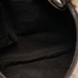 Pre Owned Burberry Beige/Dark Brown Haymarket Check PVC and Leather Pleated Hobo