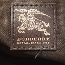 Pre Owned Burberry Beige House Check Canvas and Leather Brooke Hobo