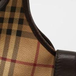 Pre Owned Burberry Beige House Check Canvas and Leather Brooke Hobo
