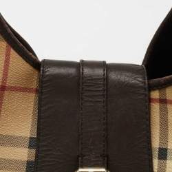 Pre Owned Burberry Beige House Check Canvas and Leather Brooke Hobo
