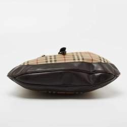 Pre Owned Burberry Beige House Check Canvas and Leather Brooke Hobo