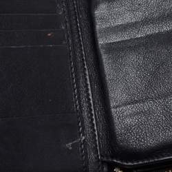 Pre Owned Burberry Black/Beige House Check Canvas and Leather Zip Around Wallet